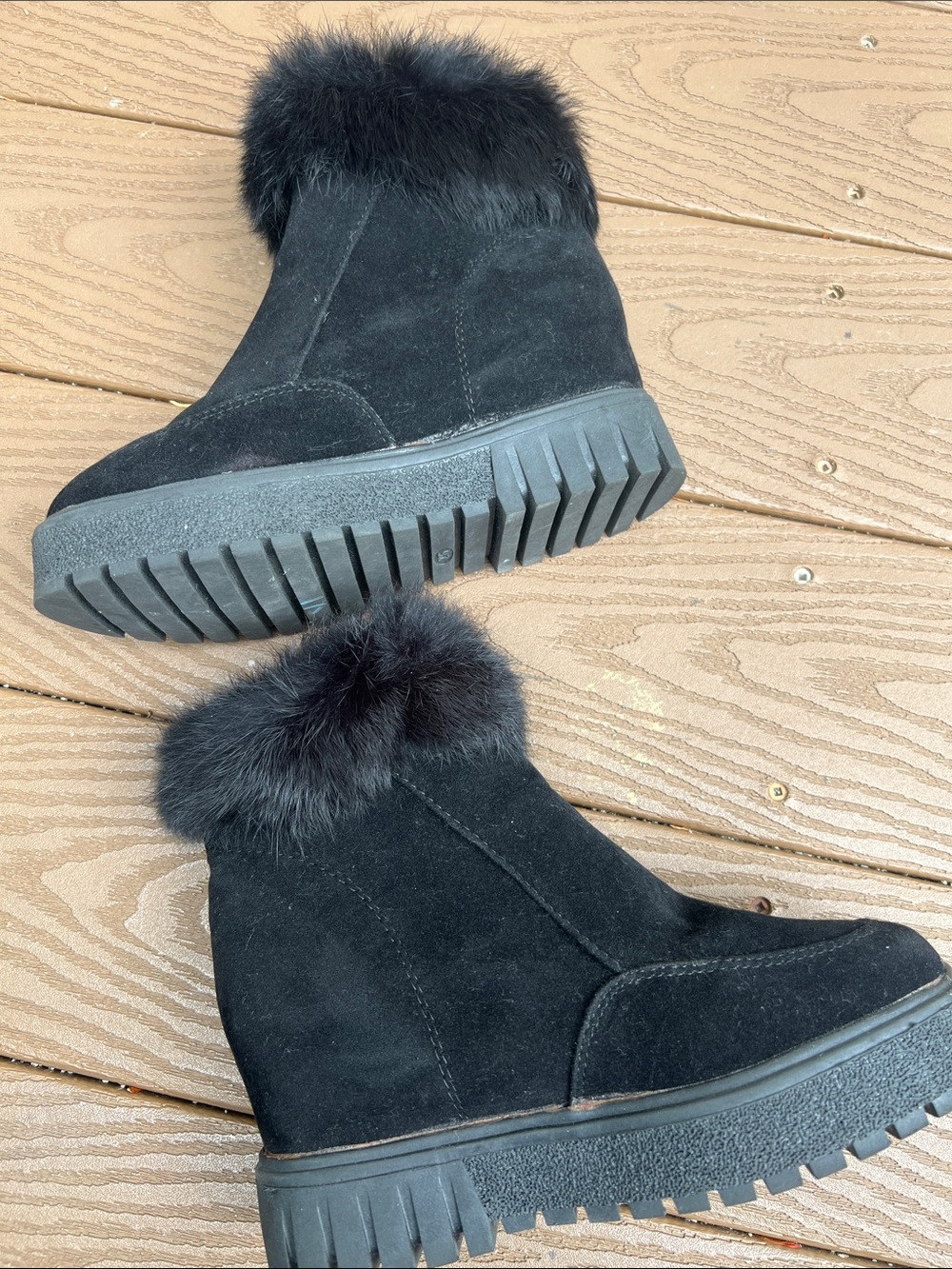 Source Unknown Black Faux-Fur Zip Ankle Winter Boots - Picture 6 of 9